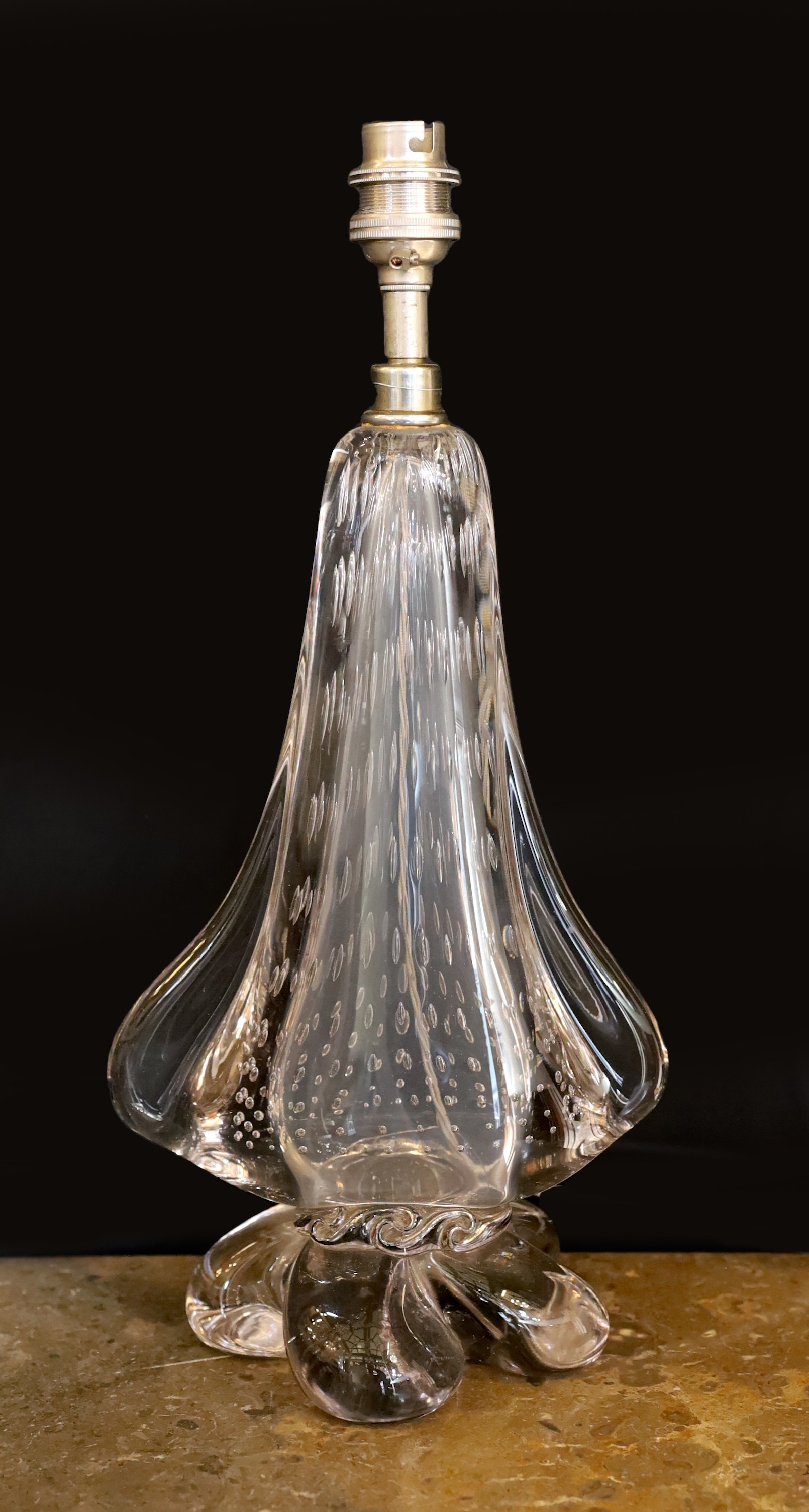 A 1960s Murano bubble glass table lamp, height 37cm